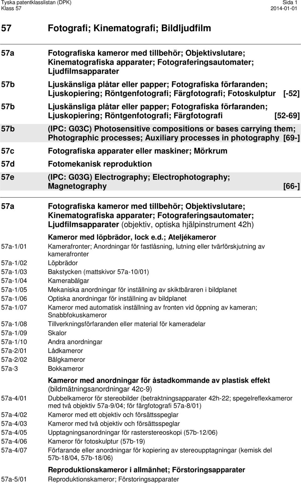 papper; Fotografiska förfaranden; Ljuskopiering; Röntgenfotografi; Färgfotografi [52-69] (IPC: G03C) Photosensitive compositions or bases carrying them; Photographic processes; Auxiliary processes in