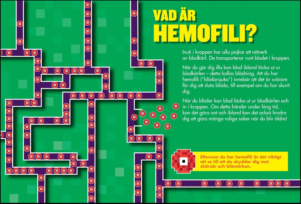 Att du har hemofili ( blödarsjuka ) innebär att det är svårare för dig att sluta blöda, till exempel om du har skurit dig.