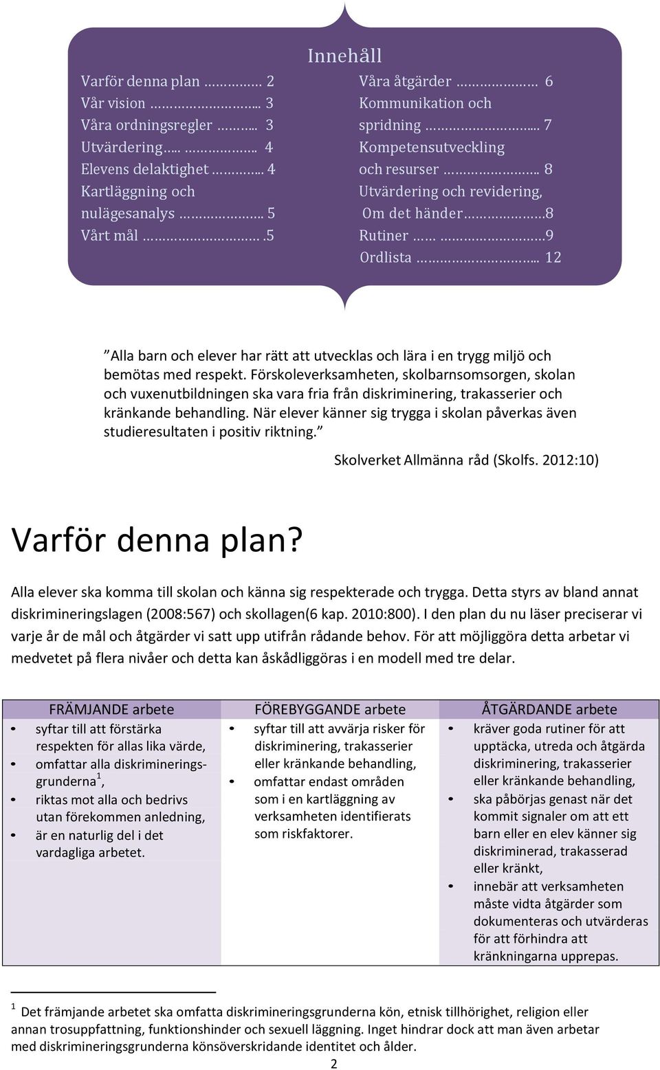 . 12 Alla barn och elever har rätt att utvecklas och lära i en trygg miljö och bemötas med respekt.