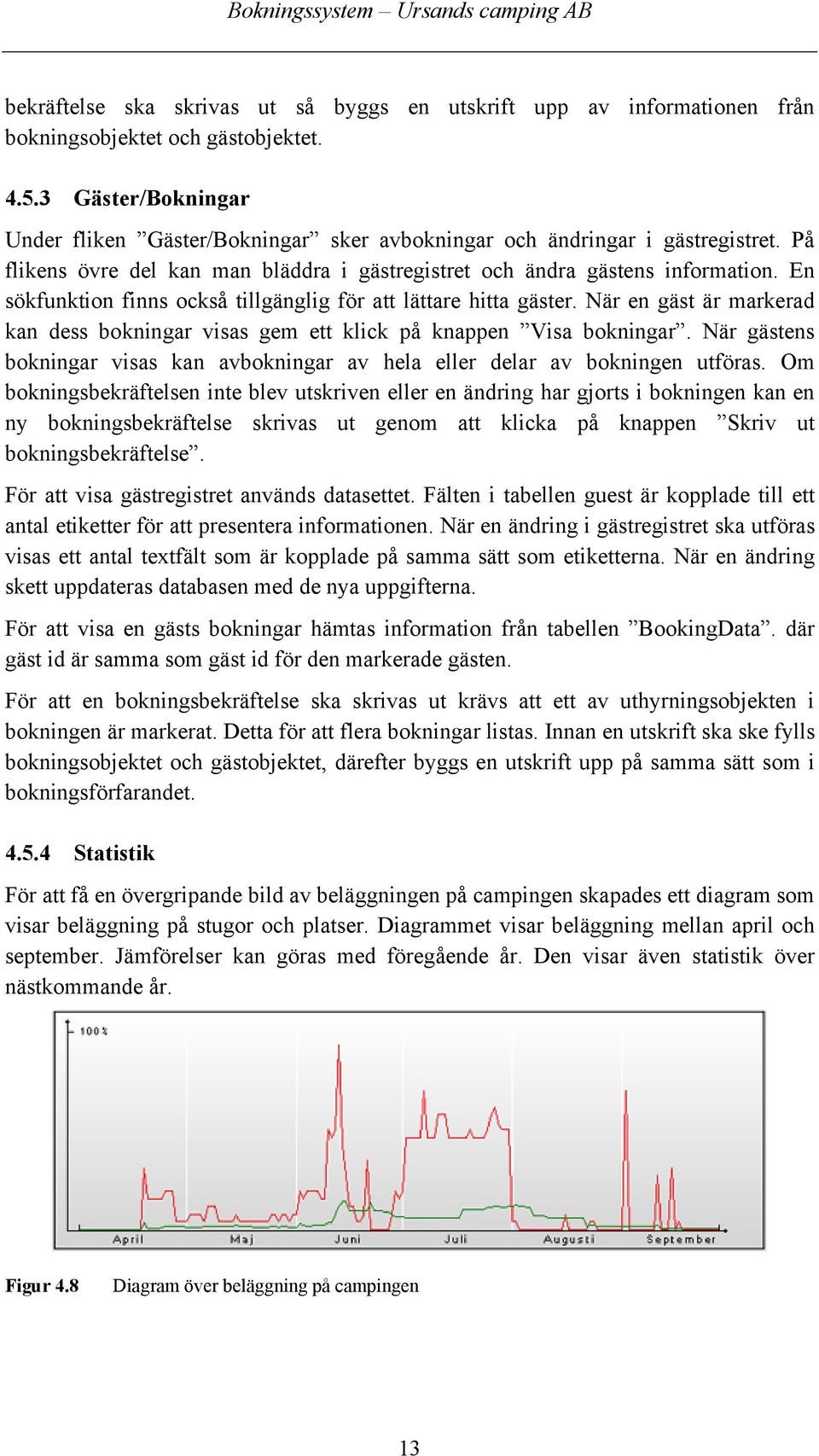 En sökfunktion finns också tillgänglig för att lättare hitta gäster. När en gäst är markerad kan dess bokningar visas gem ett klick på knappen Visa bokningar.