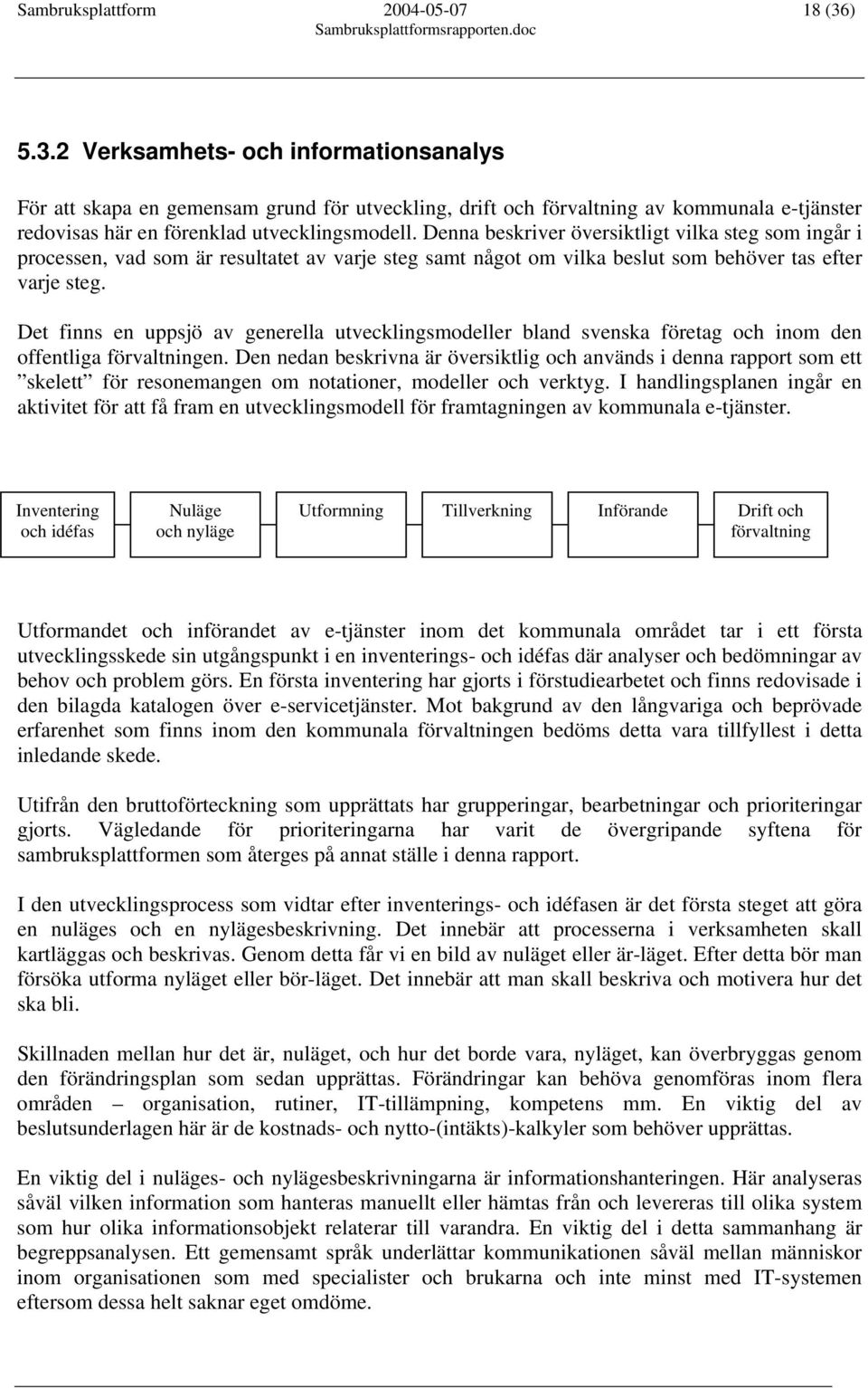 Denna beskriver översiktligt vilka steg som ingår i processen, vad som är resultatet av varje steg samt något om vilka beslut som behöver tas efter varje steg.