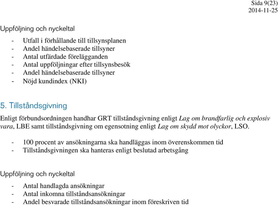 Tillståndsgivning Enligt förbundsordningen handhar GRT tillståndsgivning enligt Lag om brandfarlig och explosiv vara, LBE samt tillståndsgivning om egensotning enligt Lag