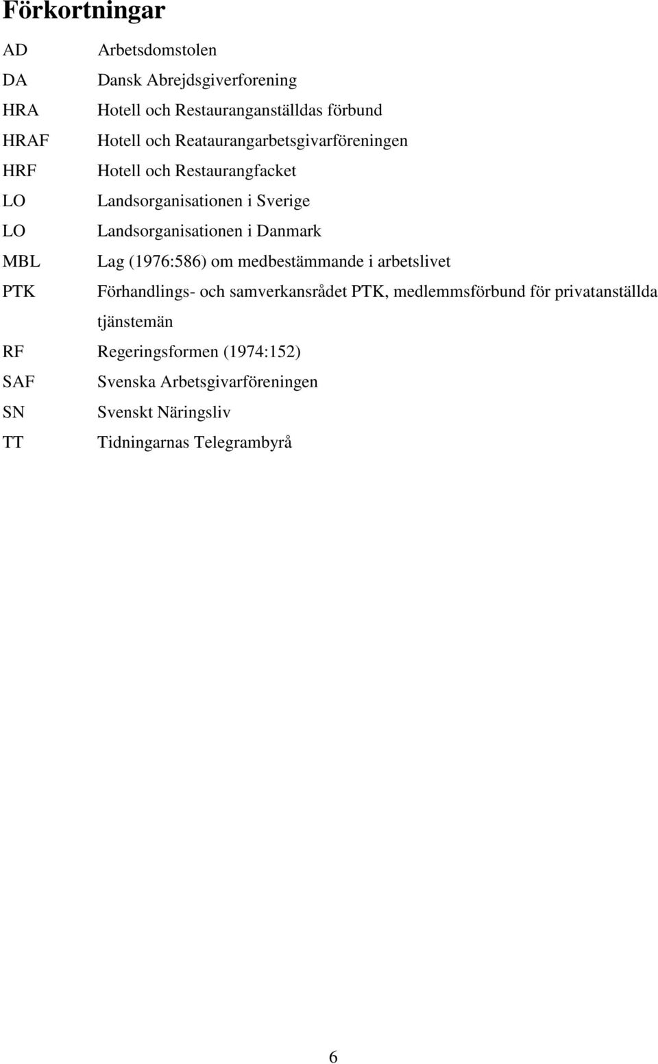 Danmark MBL Lag (1976:586) om medbestämmande i arbetslivet PTK Förhandlings- och samverkansrådet PTK, medlemmsförbund för