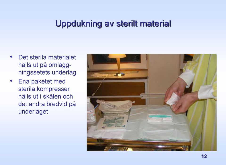 underlag Ena paketet med sterila kompresser