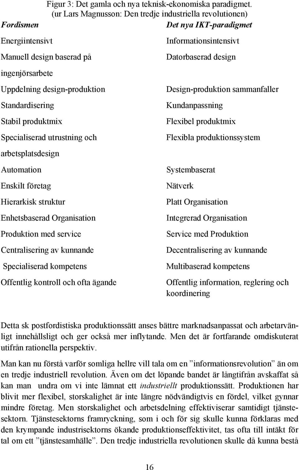 utrustning och arbetsplatsdesign Automation Enskilt företag Hierarkisk struktur Enhetsbaserad Organisation Produktion med service Centralisering av kunnande Specialiserad kompetens Offentlig kontroll