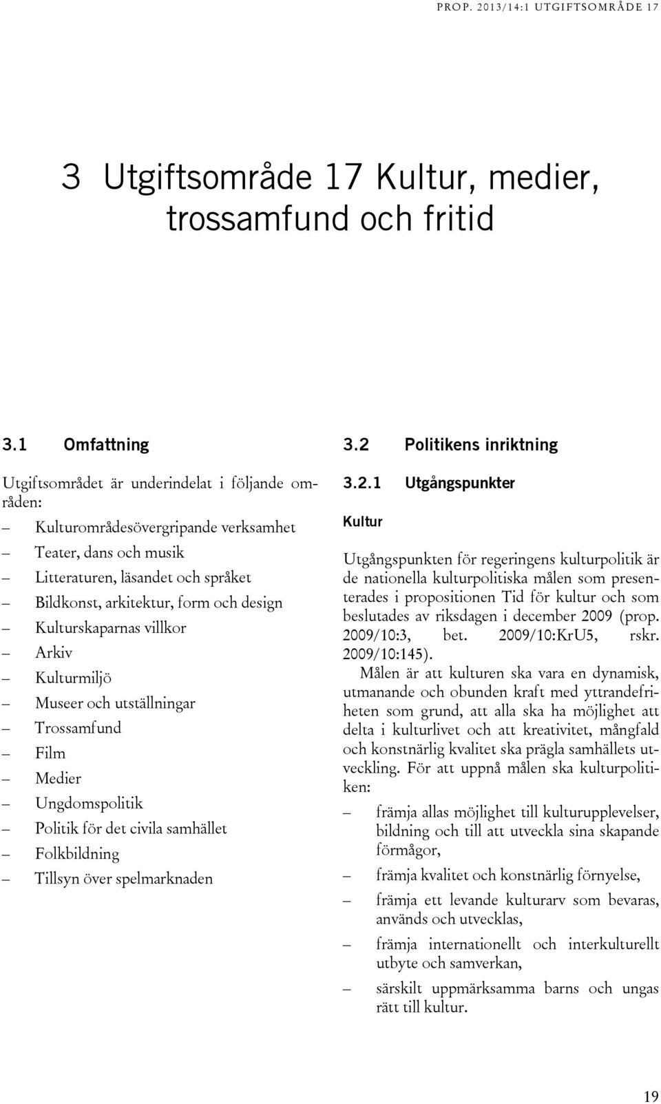 arkitektur, form och design Kulturskaparnas villkor Arkiv Kulturmiljö Museer och utställningar Trossamfund Film Medier Ungdomspolitik Politik för det civila samhället Folkbildning Tillsyn över
