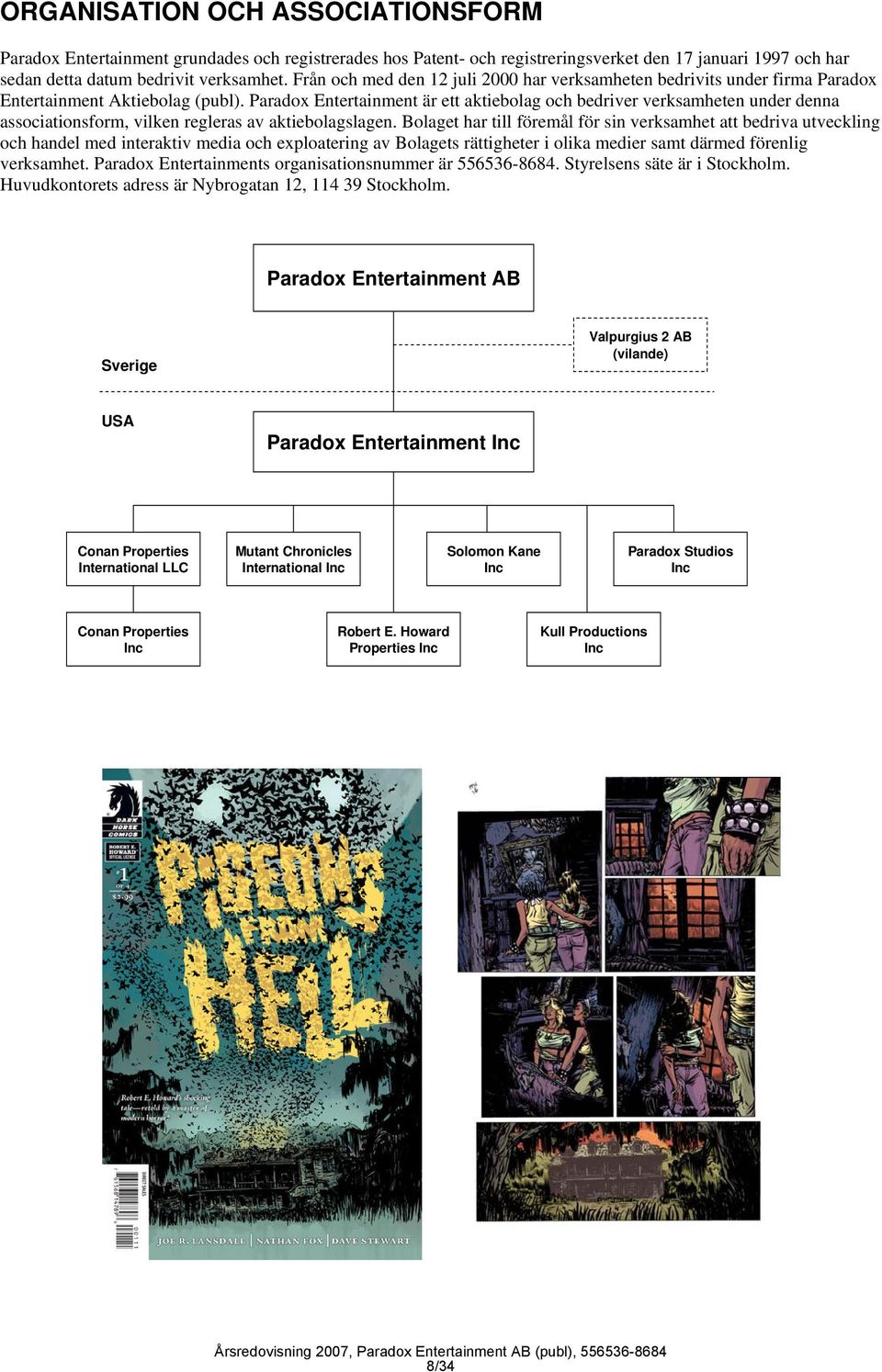 Paradox Entertainment är ett aktiebolag och bedriver verksamheten under denna associationsform, vilken regleras av aktiebolagslagen.