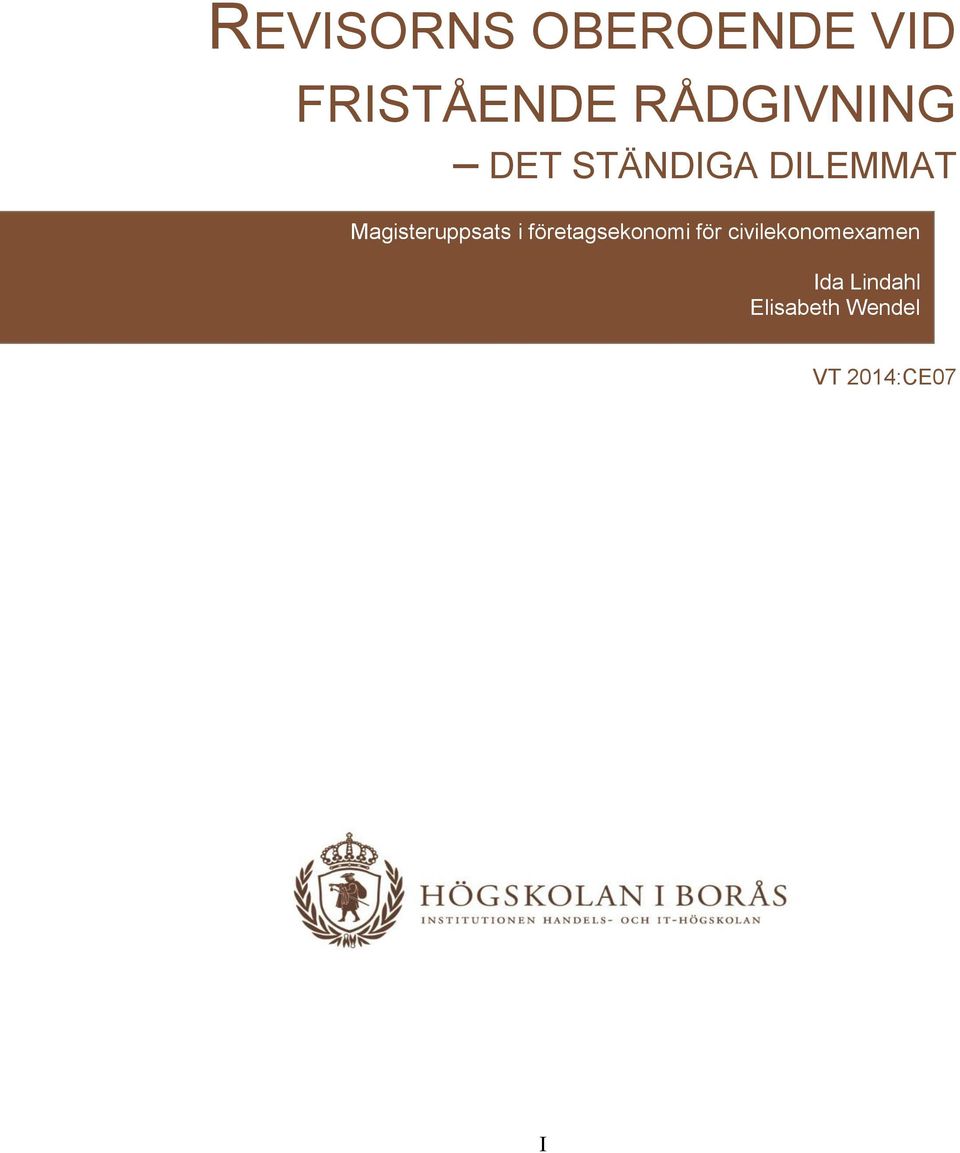 Magisteruppsats i företagsekonomi för