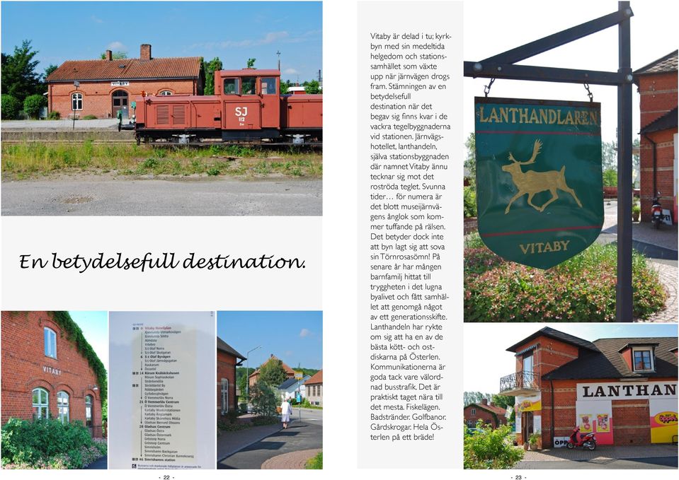 Järnvägshotellet, lanthandeln, själva stationsbyggnaden där namnet Vitaby ännu tecknar sig mot det roströda teglet.