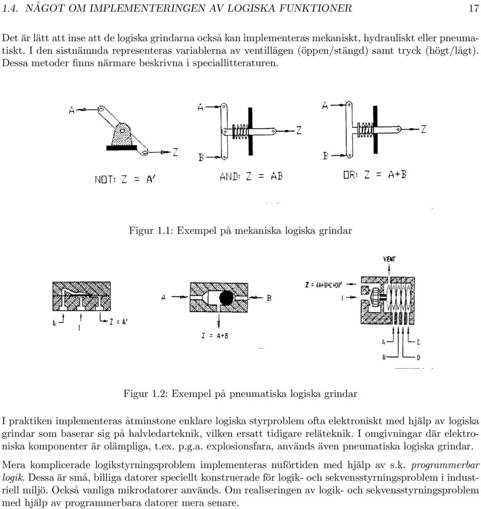 1: Exempel på mekaniska logiska grindar Figur 1.