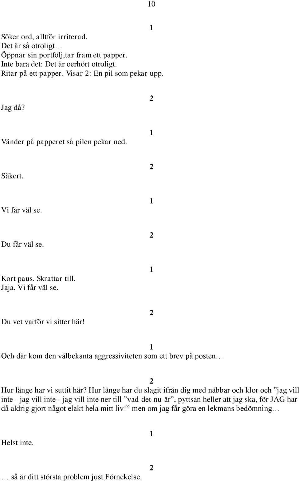 Och där kom den välbekanta aggressiviteten som ett brev på posten Hur länge har vi suttit här?