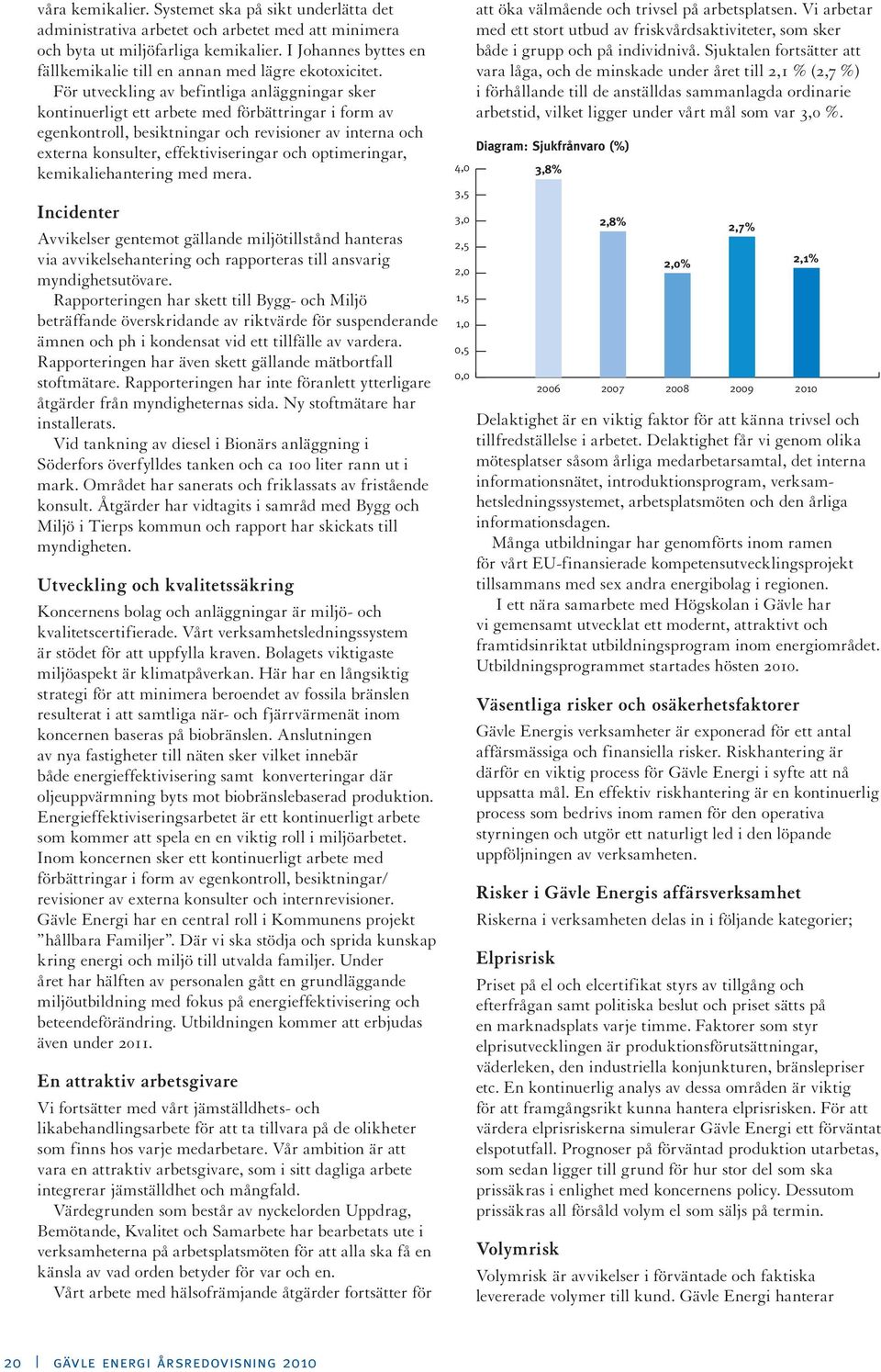 För utveckling av befintliga anläggningar sker kontinuerligt ett arbete med förbättringar i form av egenkontroll, besiktningar och revisioner av interna och externa konsulter, effektiviseringar och