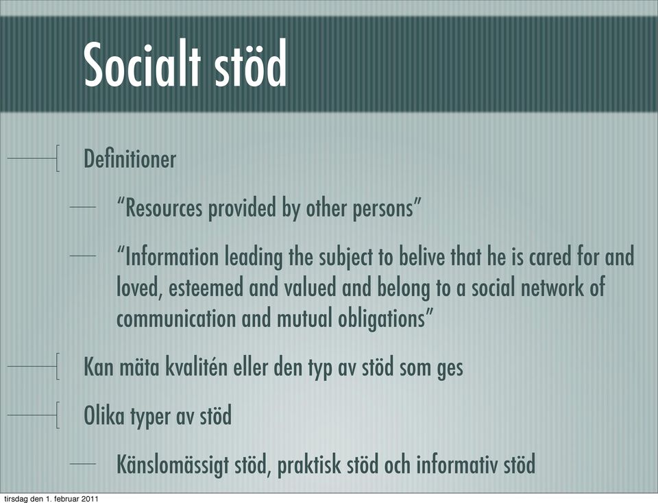 social network of communication and mutual obligations Kan mäta kvalitén eller den typ