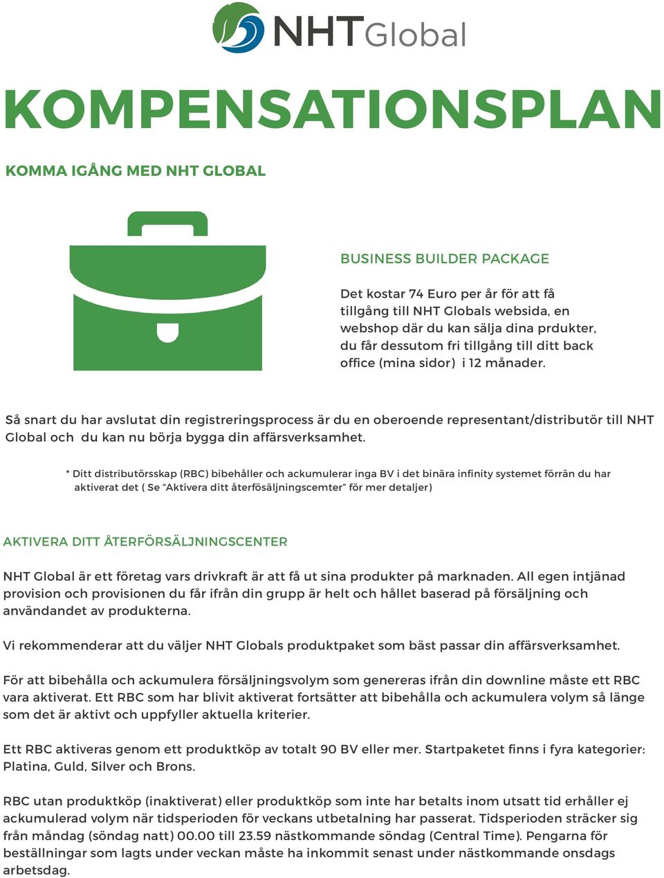 Så snart du har avslutat din registreringsprocess är du en oberoende representant/distributör till NHT Global och du kan nu börja bygga din affärsverksamhet.