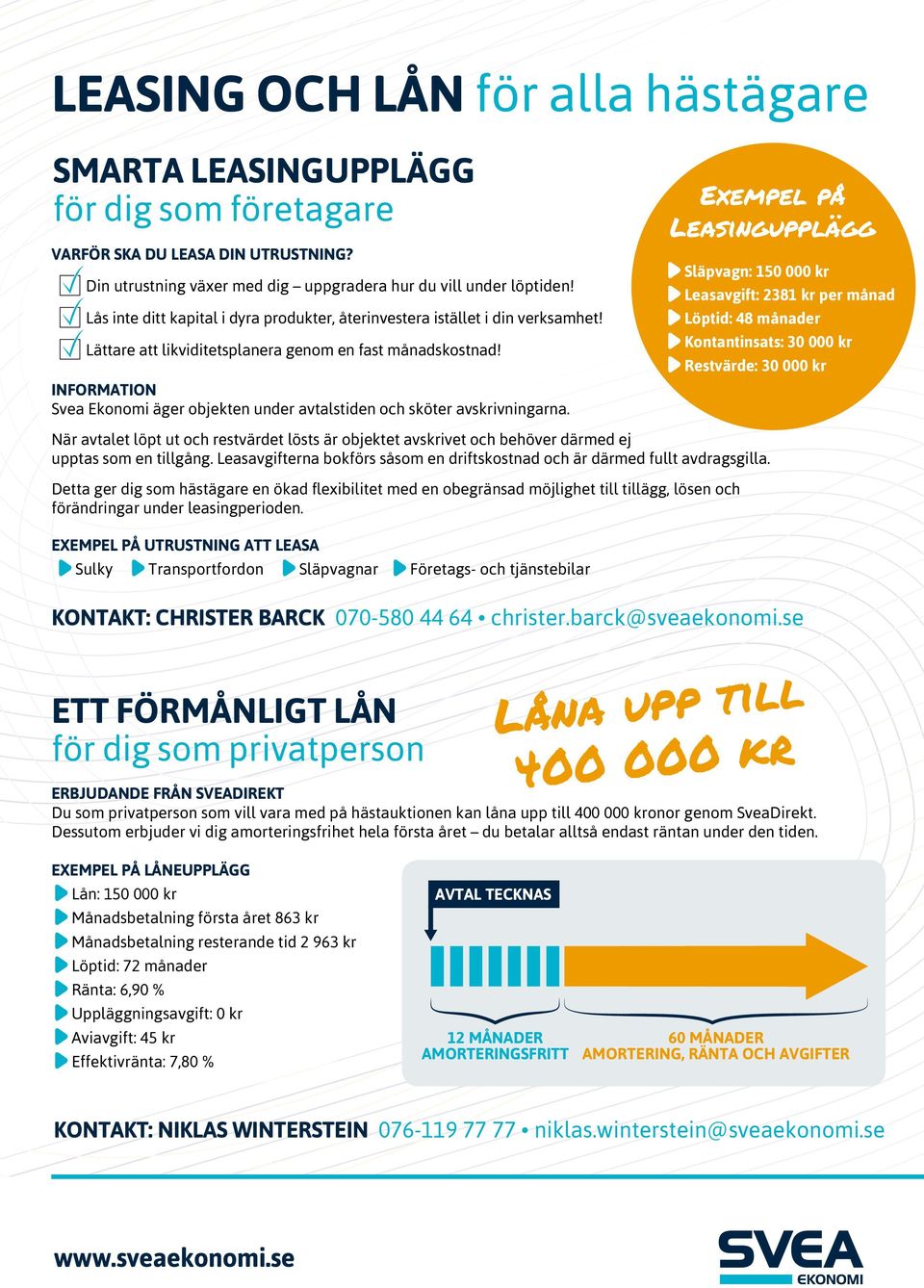 INFORMATION Svea Ekonomi äger objekten under avtalstiden och sköter avskrivningarna.