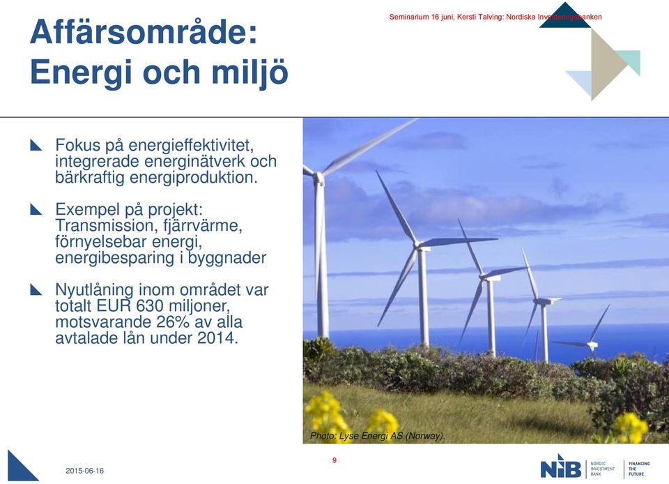 Exempel på projekt: Transmission, fjärrvärme, förnyelsebar energi, energibesparing i byggnader