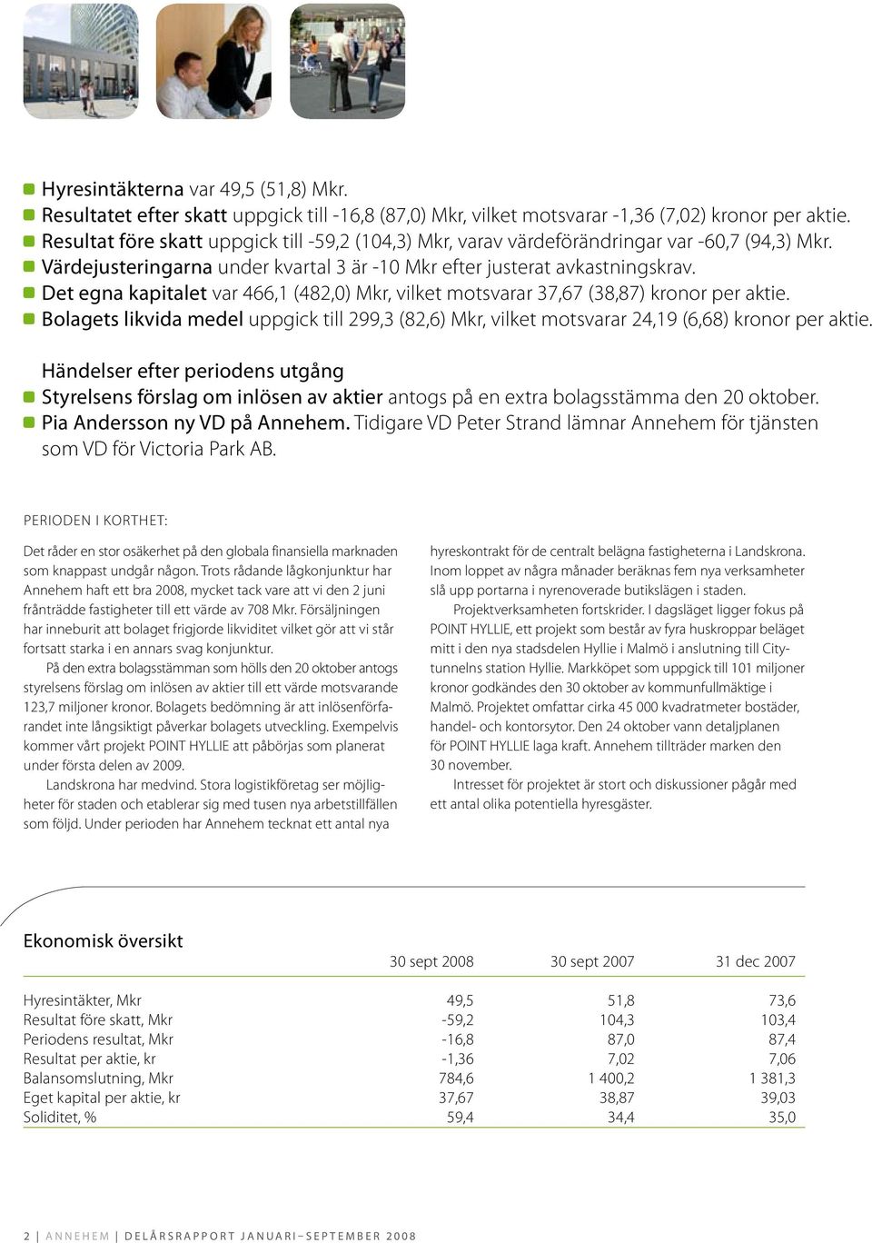 Det egna kapitalet var 466,1 (482,0) Mkr, vilket motsvarar 37,67 (38,87) kronor per aktie. Bolagets likvida medel uppgick till 299,3 (82,6) Mkr, vilket motsvarar 24,19 (6,68) kronor per aktie.