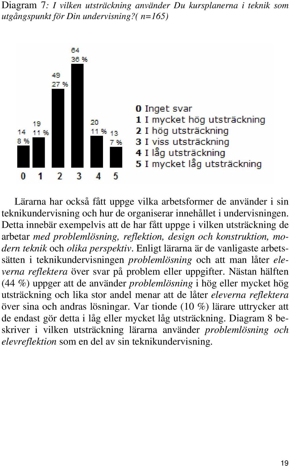 Detta innebär exempelvis att de har fått uppge i vilken utsträckning de arbetar med problemlösning, reflektion, design och konstruktion, modern teknik och olika perspektiv.