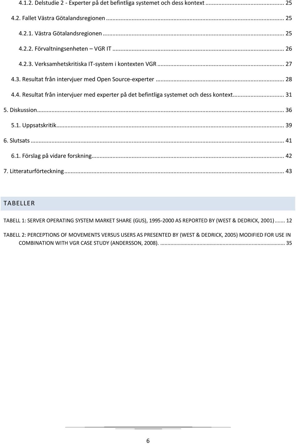 .. 31 5. Diskussion... 36 5.1. Uppsatskritik... 39 6. Slutsats... 41 6.1. Förslag på vidare forskning... 42 7. Litteraturförteckning.