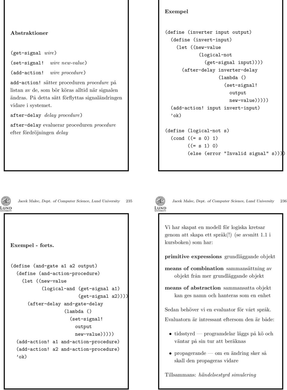 fter-dely dely procedure) fter-dely evluerr proceduren procedure efter fördröjningen dely (define (inverter input output) (define (invert-input) (let ((new-vlue (logicl-not (get-signl input))))