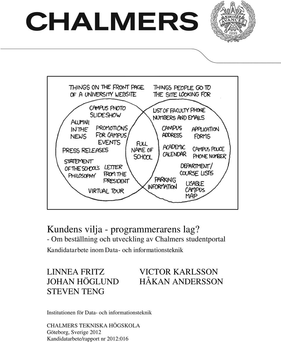 och informationsteknik LINNEA FRITZ JOHAN HÖGLUND STEVEN TENG VICTOR KARLSSON HÅKAN