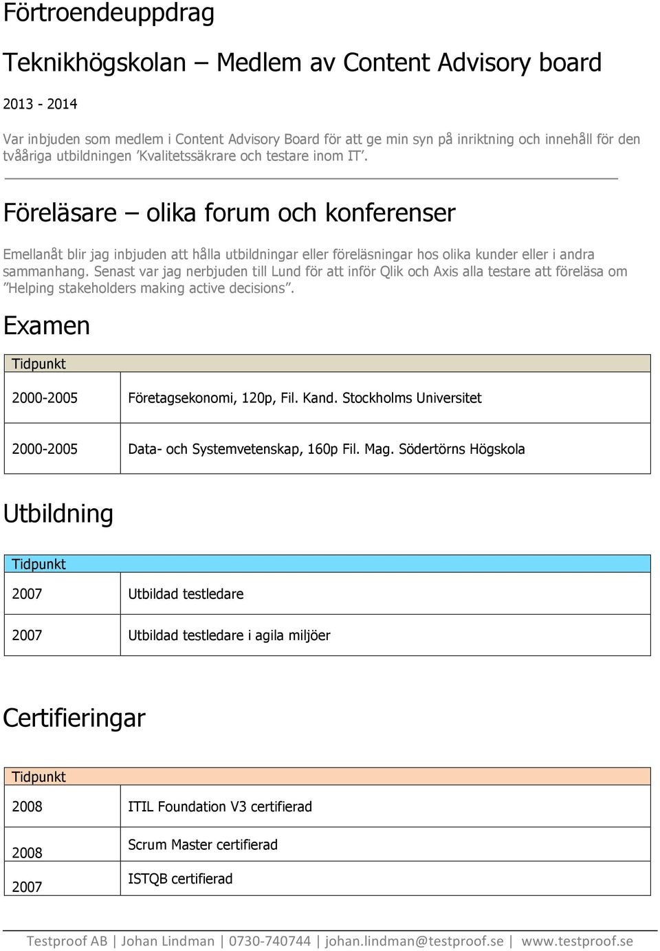 Föreläsare olika forum och konferenser Emellanåt blir jag inbjuden att hålla utbildningar eller föreläsningar hos olika kunder eller i andra sammanhang.