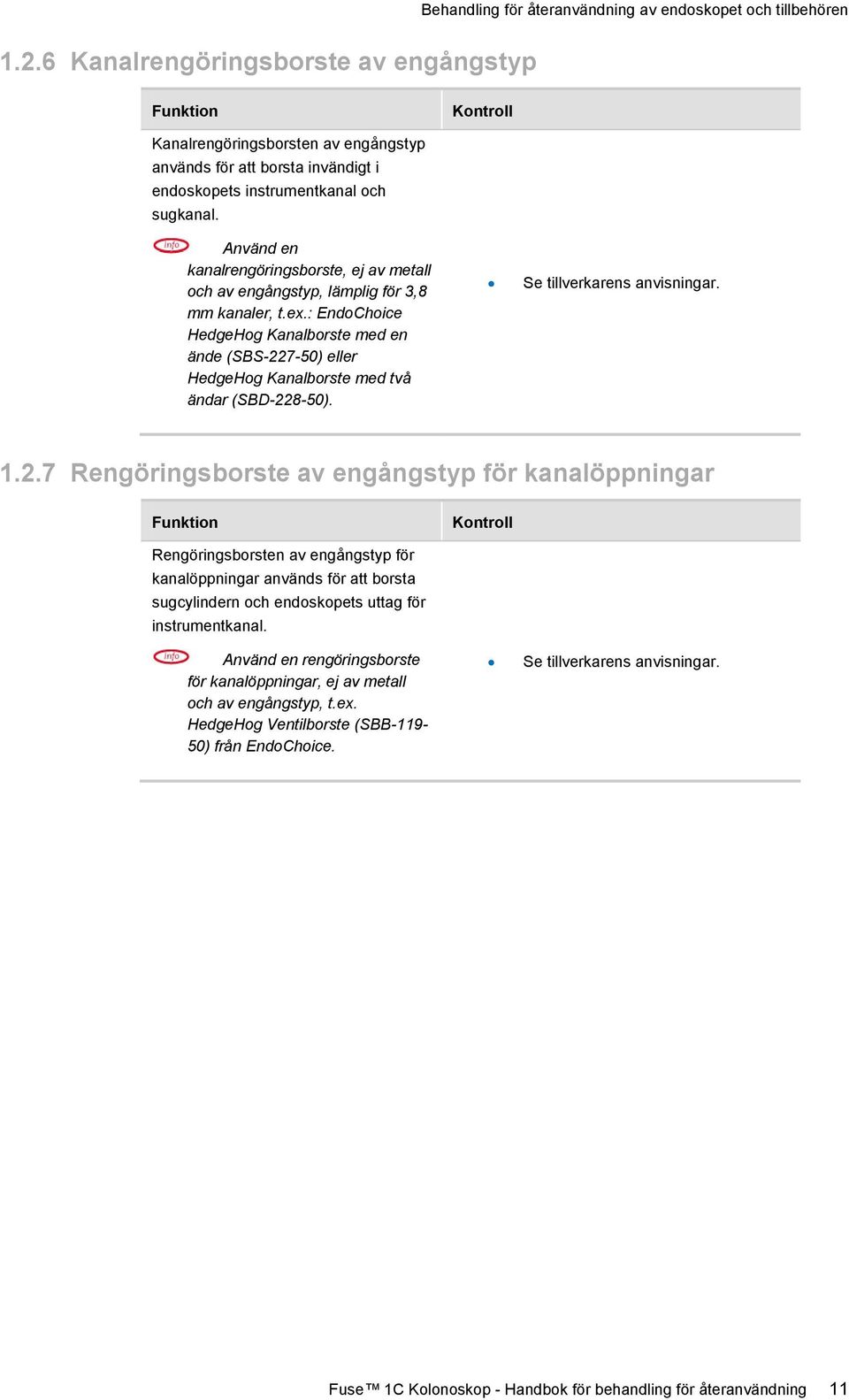 Använd en kanalrengöringsborste, ej av metall och av engångstyp, lämplig för 3,8 mm kanaler, t.ex.