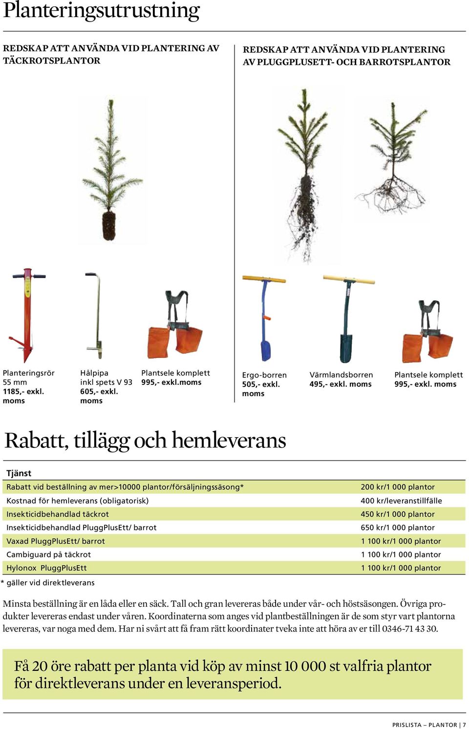 moms Ergo-borren 505,- exkl. moms Värmlandsborren 495,- exkl. moms Plantsele komplett 995,- exkl.