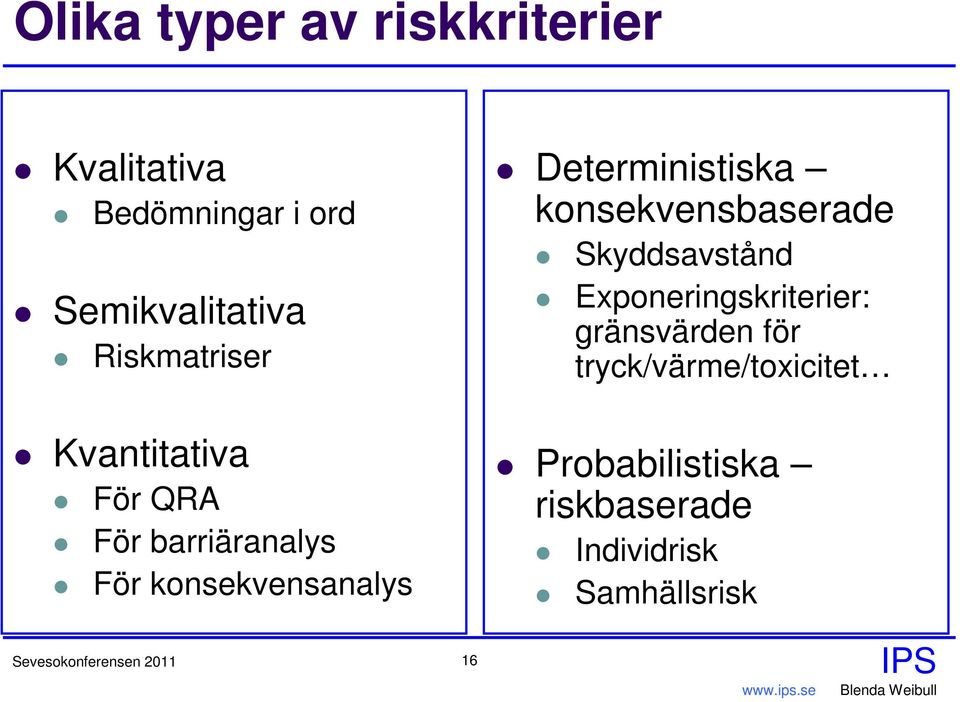 Deterministiska konsekvensbaserade Skyddsavstånd Exponeringskriterier: gränsvärden