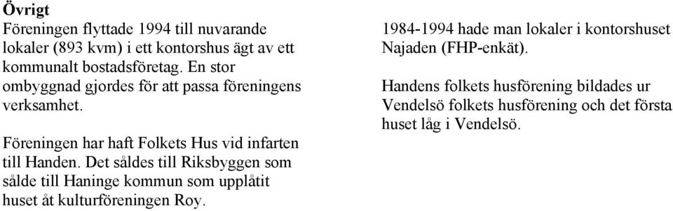 Det såldes till Riksbyggen som sålde till Haninge kommun som upplåtit huset åt kulturföreningen Roy.