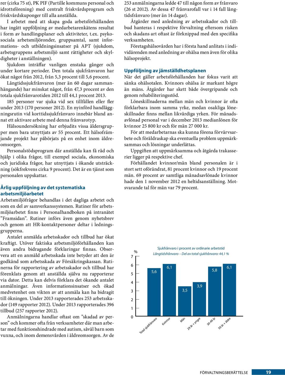 psykosociala arbetsmiljöronder, gruppsamtal, samt informations- och utbildningsinsatser på APT (sjukdom, arbetsgruppens arbetsmiljö samt rättigheter och skyldigheter i anställningen).