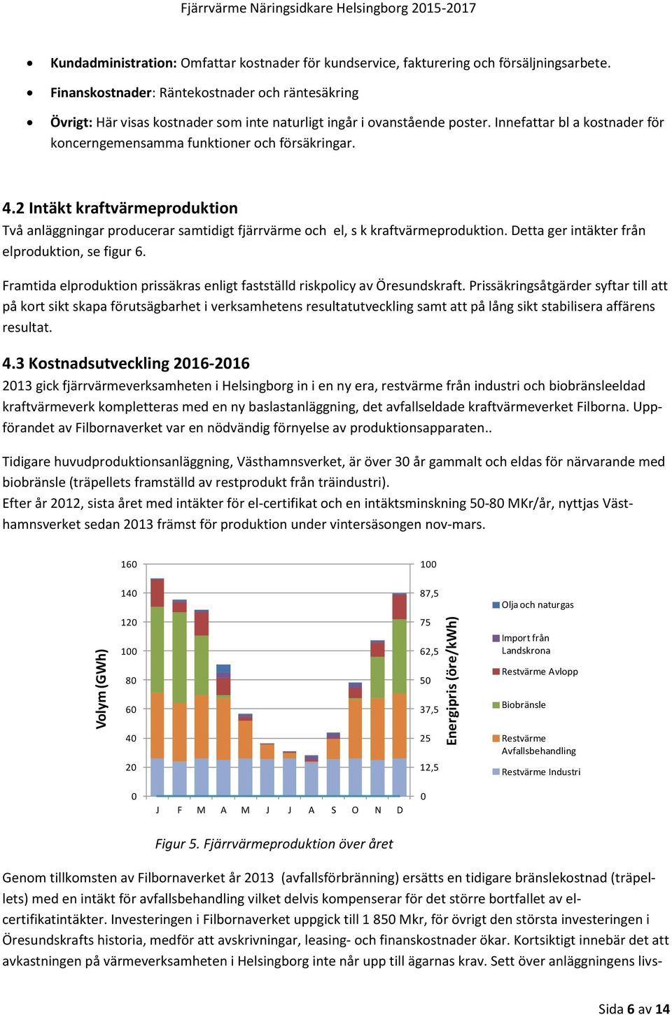 4.2 Intäkt kraftvärmeproduktion Två anläggningar producerar samtidigt fjärrvärme och el, s k kraftvärmeproduktion. Detta ger intäkter från elproduktion, se figur 6.