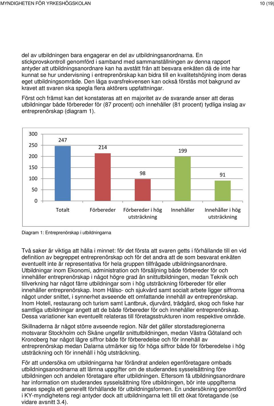 entreprenörskap kan bidra till en kvalitetshöjning inom deras eget utbildningsområde.