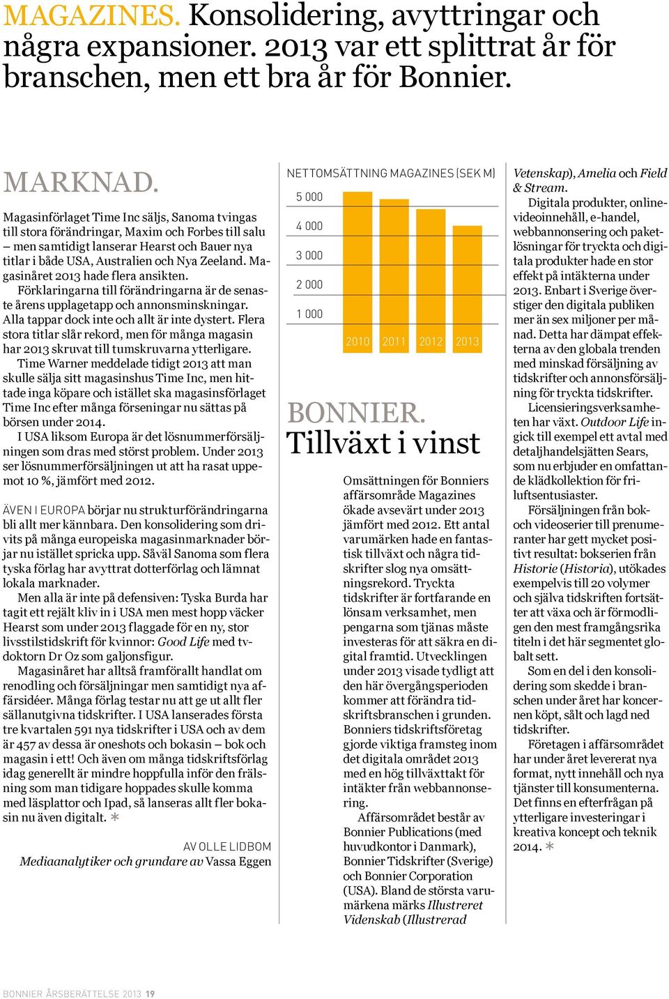 Magasinåret 2013 hade flera ansikten. Förklaringarna till förändringarna är de senaste årens upplagetapp och annonsminskningar. Alla tappar dock inte och allt är inte dystert.