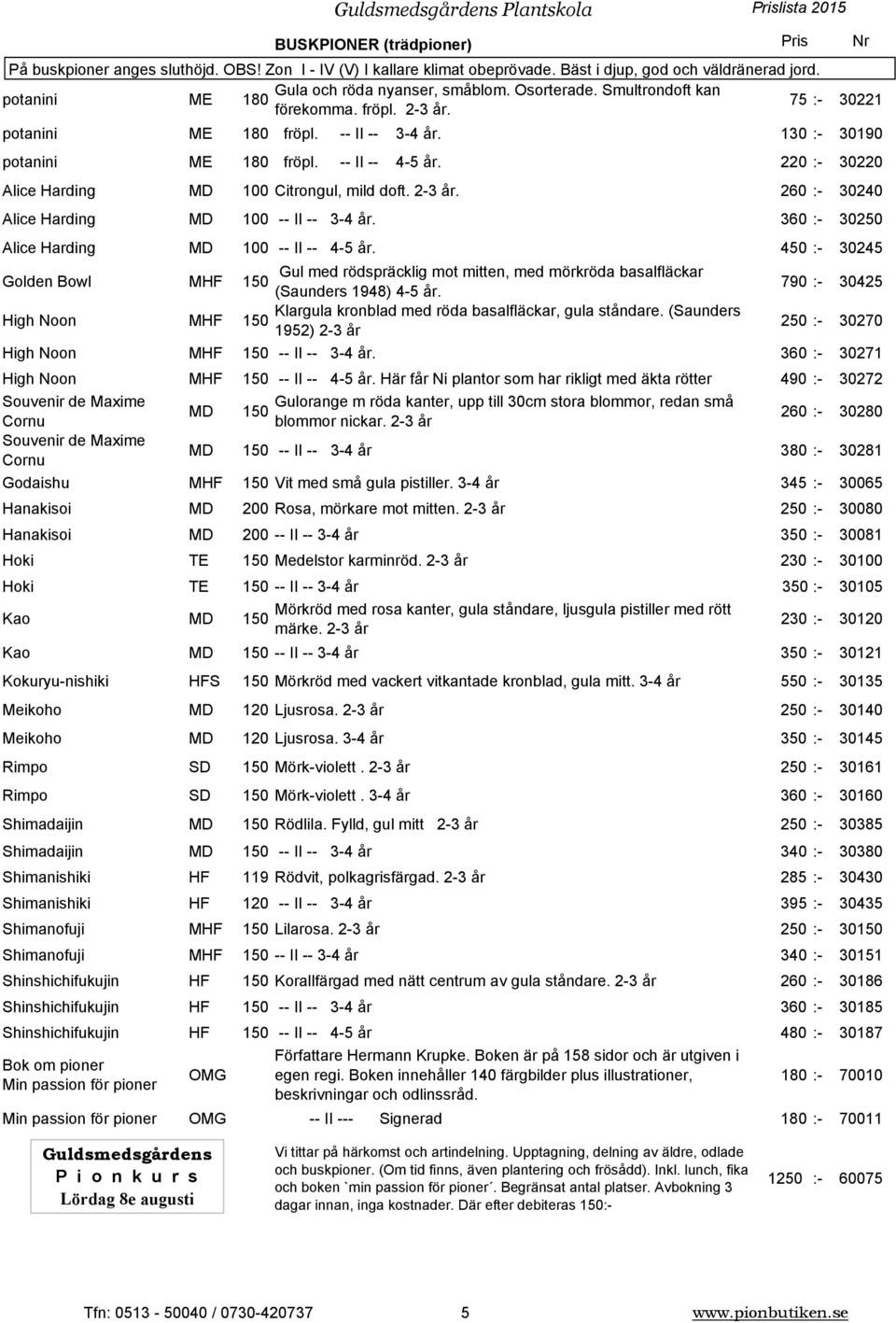 220 :- 30220 Alice Harding MD 100 Citrongul, mild doft. 2-3 år. 260 :- 30240 Alice Harding MD 100 -- II -- 3-4 år. 360 :- 30250 Alice Harding MD 100 -- II -- 4-5 år.