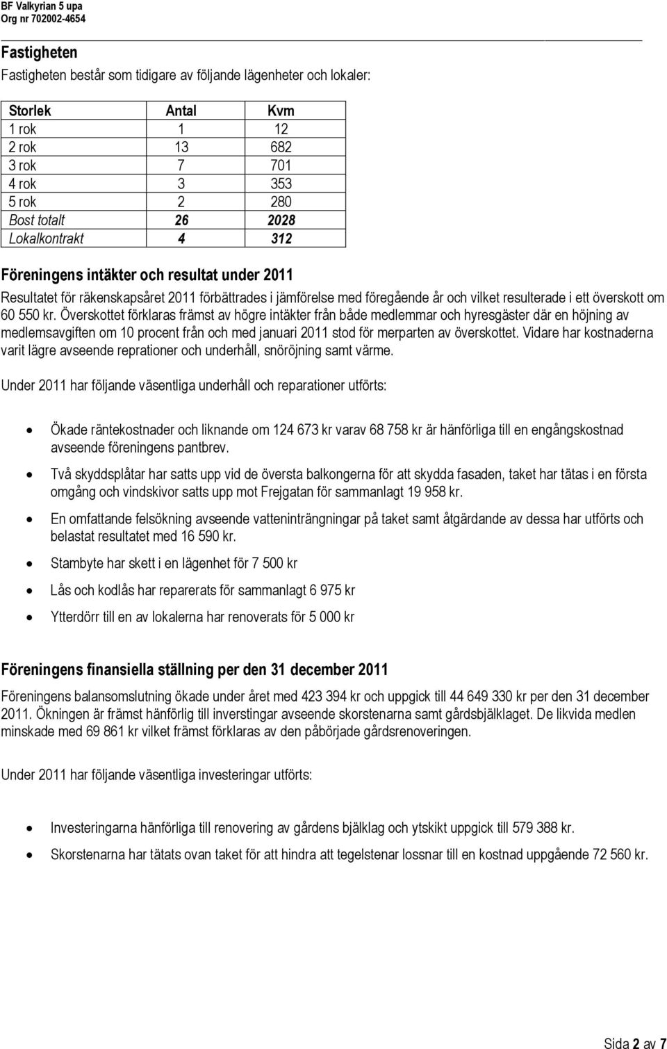 Överskottet förklaras främst av högre intäkter från både medlemmar och hyresgäster där en höjning av medlemsavgiften om 10 procent från och med januari 2011 stod för merparten av överskottet.