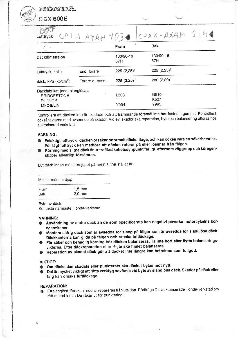 o era också fålgamå med avseende på skador. Vid ev skador ska reparation, byte och balans ng ud6ras hos auktorisorad verkstad.