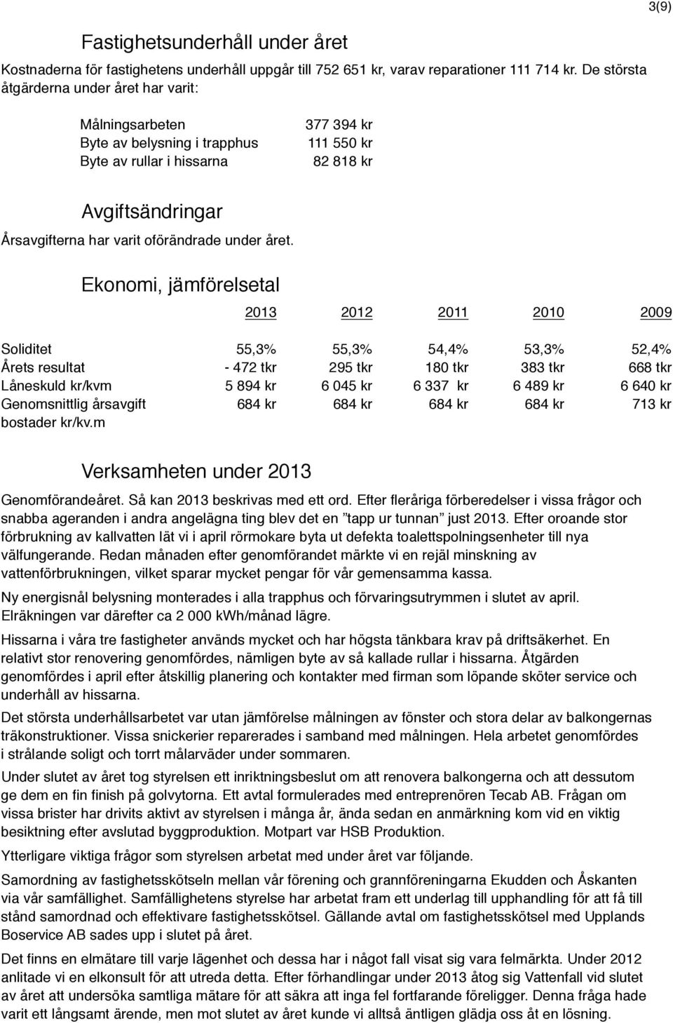 oförändrade under året.