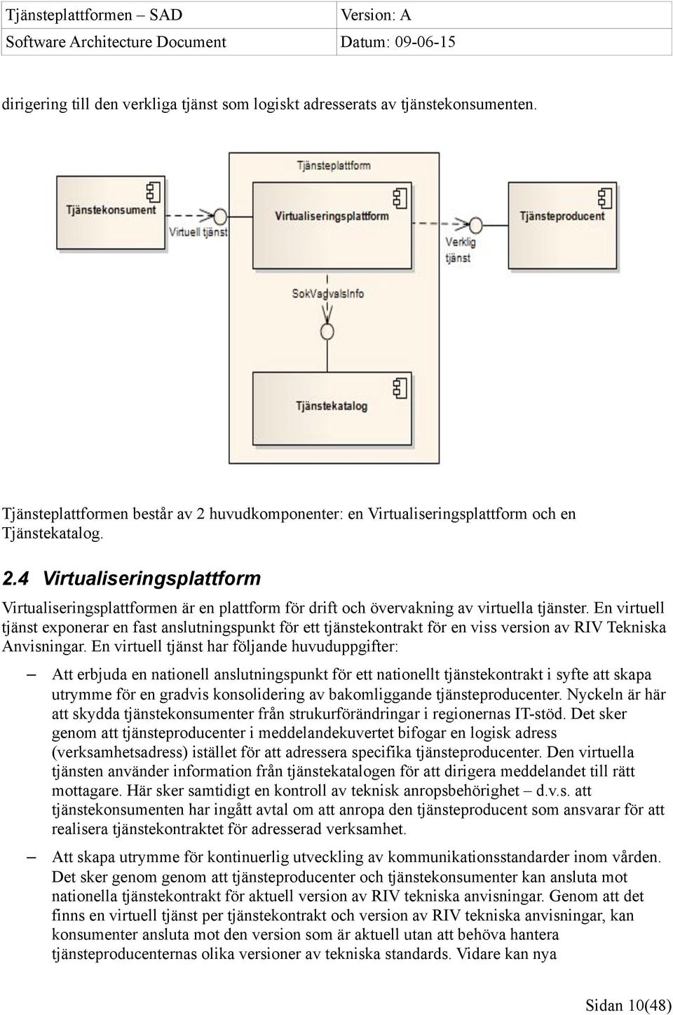 En virtuell tjänst exponerar en fast anslutningspunkt för ett tjänstekontrakt för en viss version av RIV Tekniska Anvisningar.