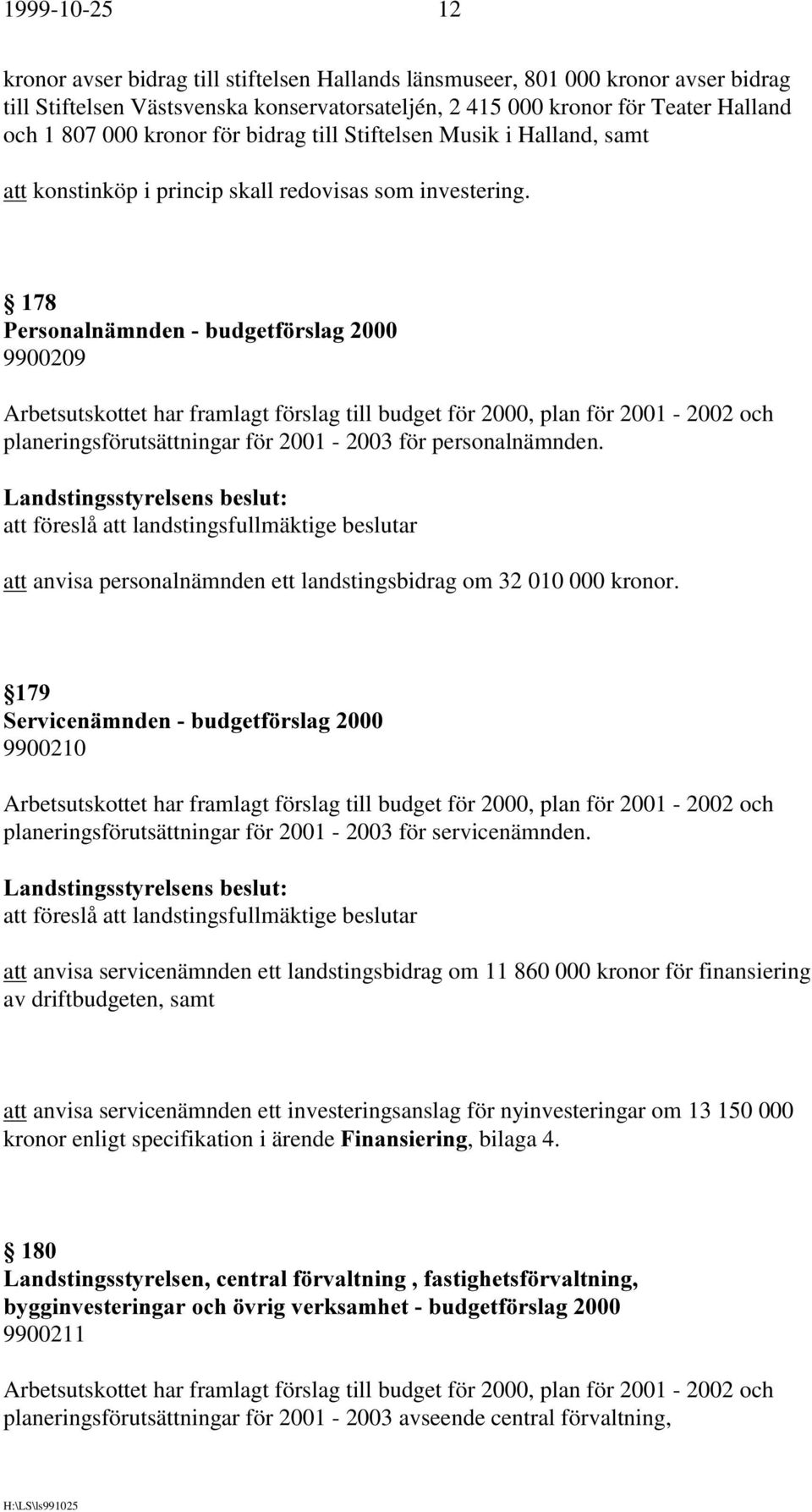 3HUVRQDOQlPQGHQEXGJHWI UVODJ 9900209 Arbetsutskottet har framlagt förslag till budget för 2000, plan för 2001-2002 och planeringsförutsättningar för 2001-2003 för personalnämnden.