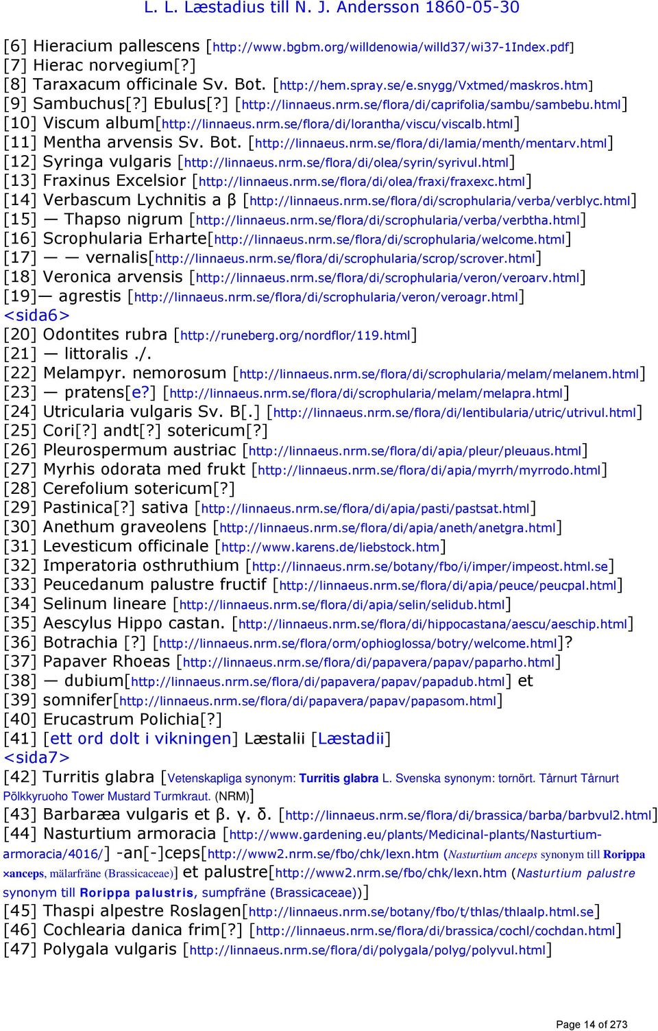 html] [11] Mentha arvensis Sv. Bot. [http://linnaeus.nrm.se/flora/di/lamia/menth/mentarv.html] [12] Syringa vulgaris [http://linnaeus.nrm.se/flora/di/olea/syrin/syrivul.