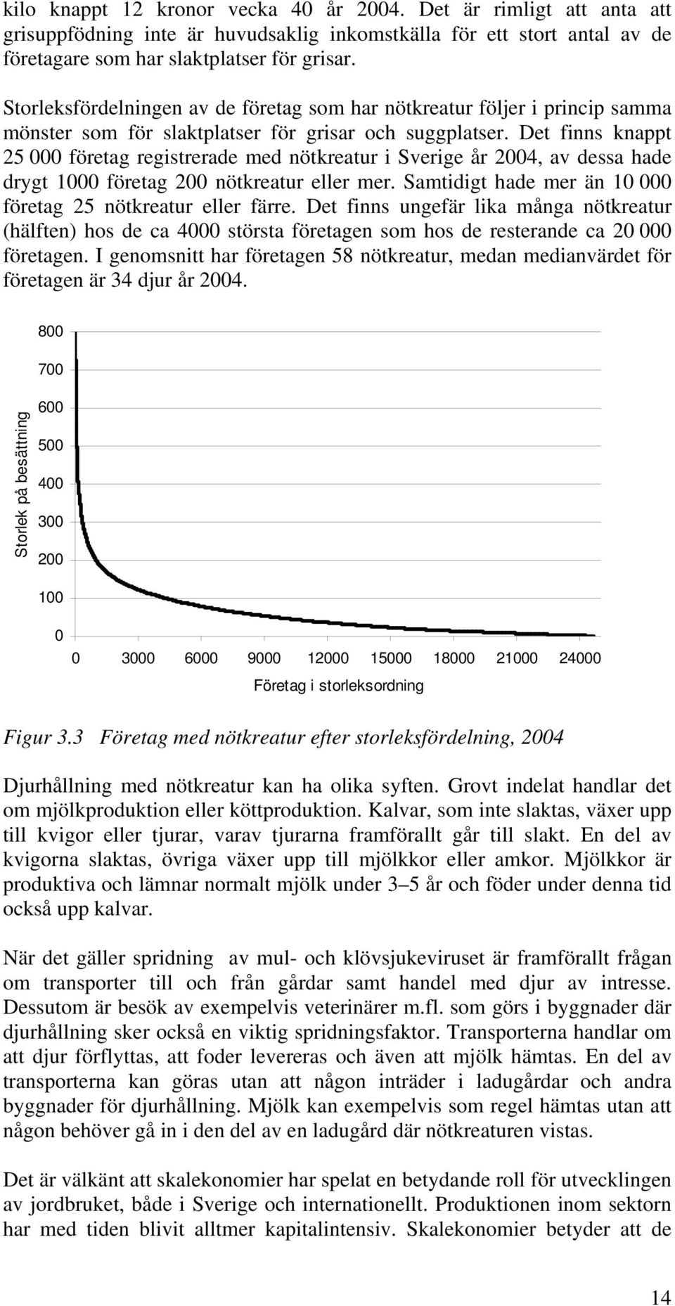 Det finns knappt 25 000 företag registrerade med nötkreatur i Sverige år 2004, av dessa hade drygt 1000 företag 200 nötkreatur eller mer.