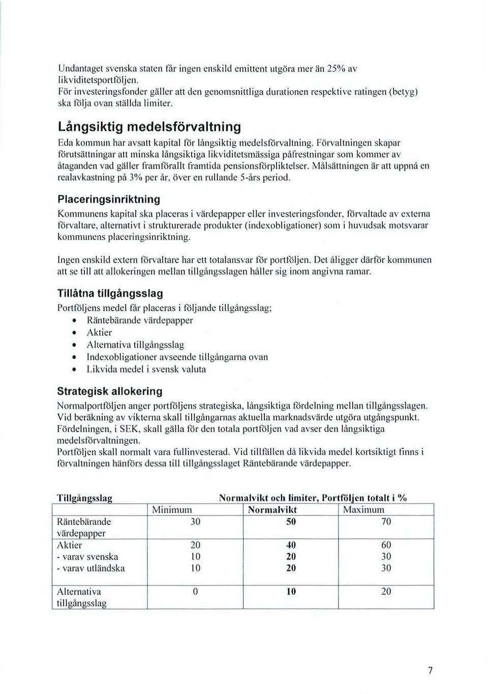 Långsiktig medelsförvaltning [da kommun har avsatt kapital för långsiktig medelsförvaltning.