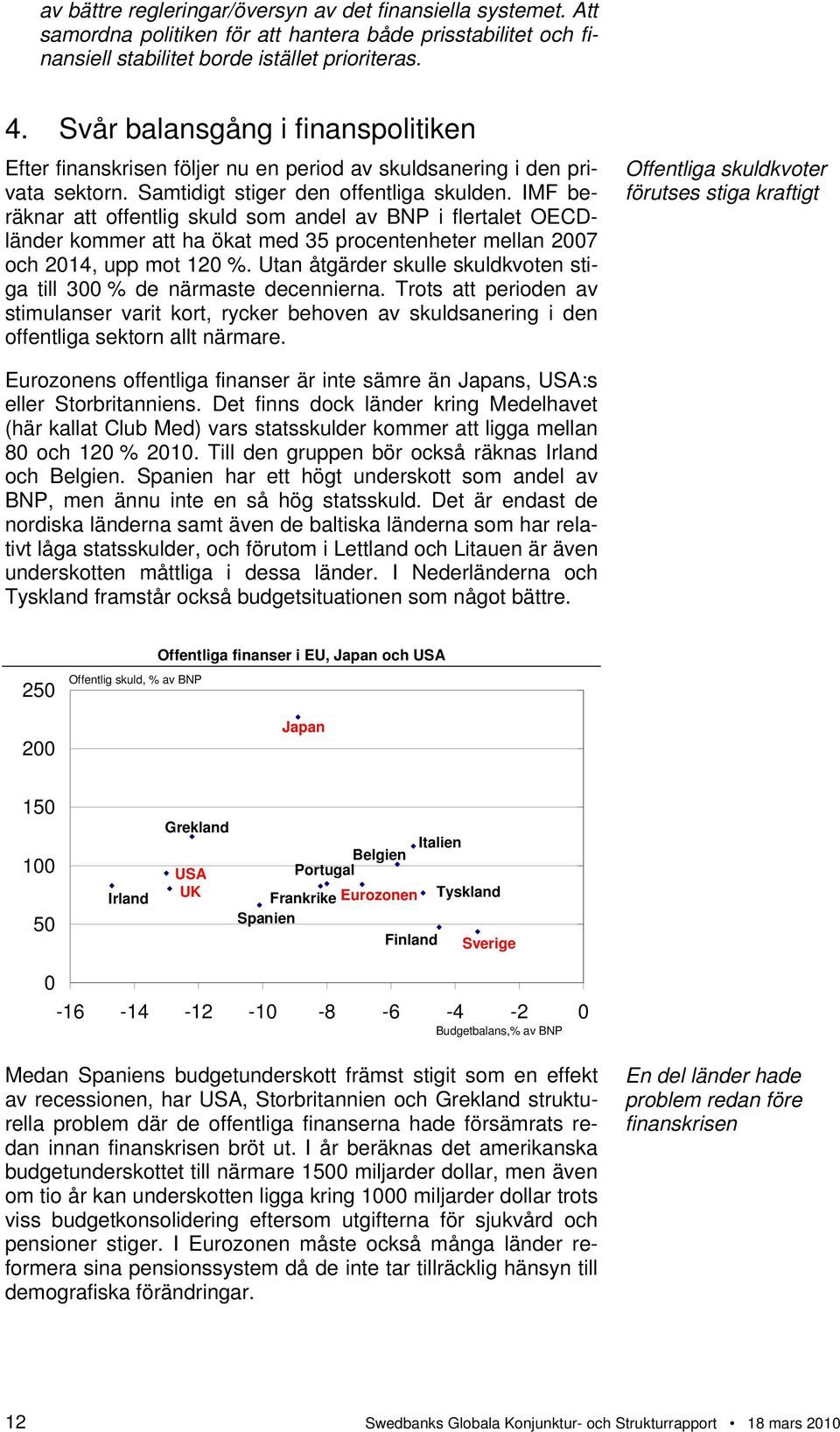 IMF beräknar att offentlig skuld som andel av BNP i flertalet OECDländer kommer att ha ökat med 35 procentenheter mellan 2007 och 2014, upp mot 120 %.