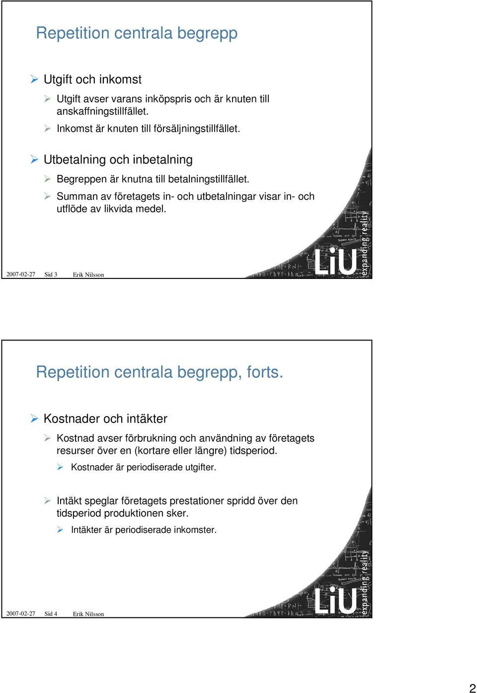 2007-02-27 Sid 3 Erik Nilsson Repetition centrala begrepp, forts.