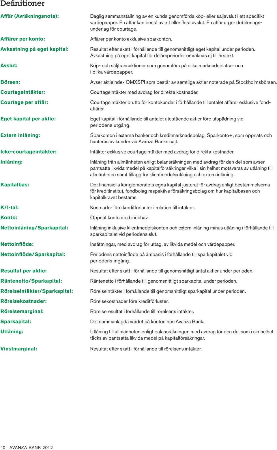 Rörelseintäkter/Sparkapital: Rörelsekostnader: Rörelsemarginal: Sparkapital: Utlåning: Vinstmarginal: Daglig sammanställning av en kunds genomförda köp- eller säljavslut i ett specifikt värde papper.