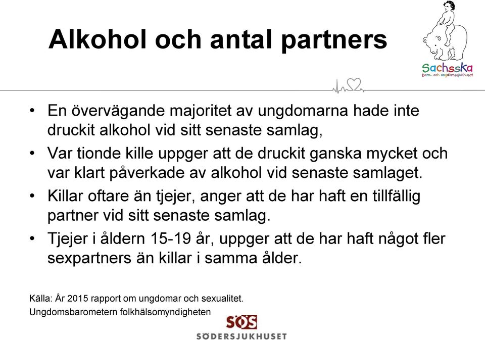 Killar oftare än tjejer, anger att de har haft en tillfällig partner vid sitt senaste samlag.