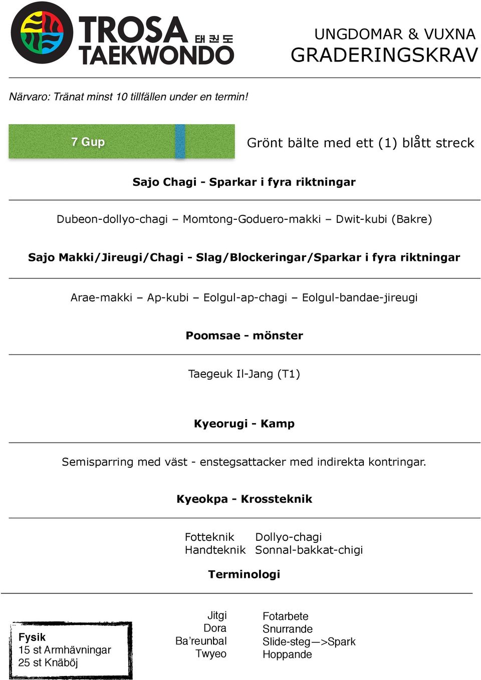 Eolgul-bandae-jireugi Taegeuk Il-Jang (T1) Kyeorugi - Kamp Semisparring med väst - enstegsattacker med indirekta kontringar.