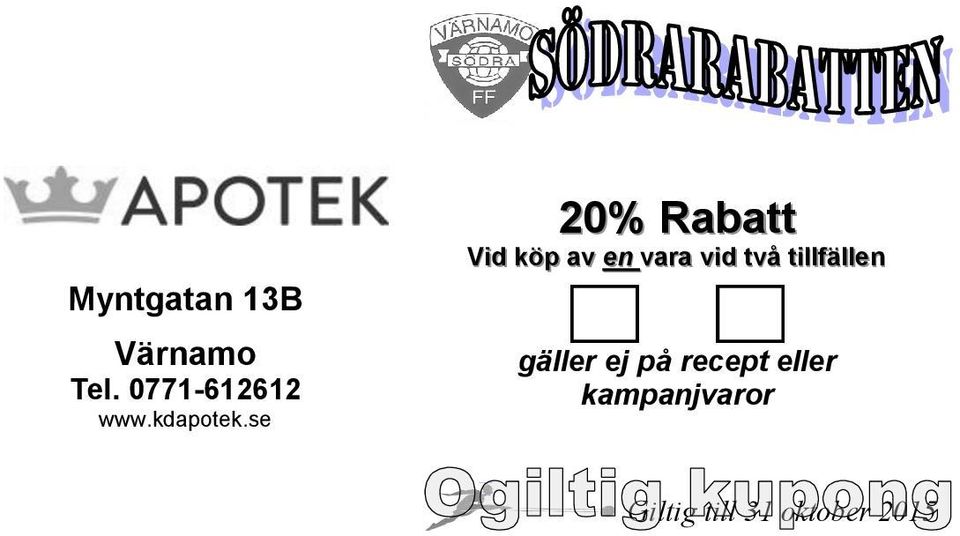 se 20% Rabatt Vid köp av en vara