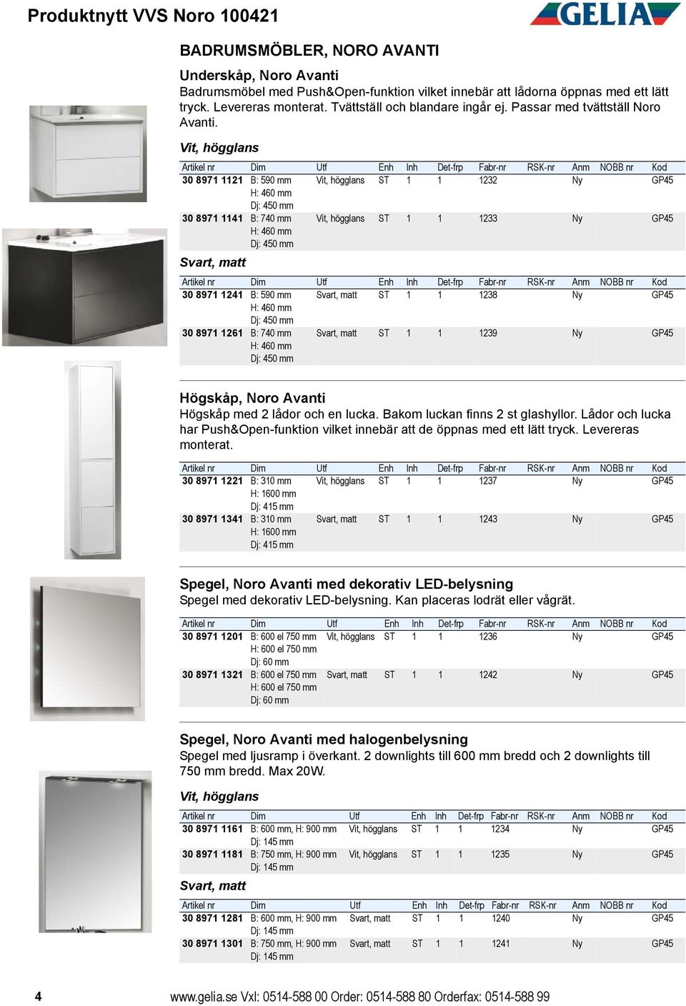 30 8971 1121 B: 590 mm ST 1 1 1232 Ny GP45 H: 460 mm Dj: 450 mm 30 8971 1141 B: 740 mm H: 460 mm Dj: 450 mm ST 1 1 1233 Ny GP45 Svart, matt 30 8971 1241 B: 590 mm Svart, matt ST 1 1 1238 Ny GP45 H: